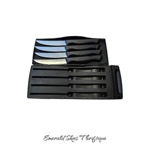 Pampered Chef Steak Knife Set with Built-In Sharpener Set Of 4 Knives  free ship